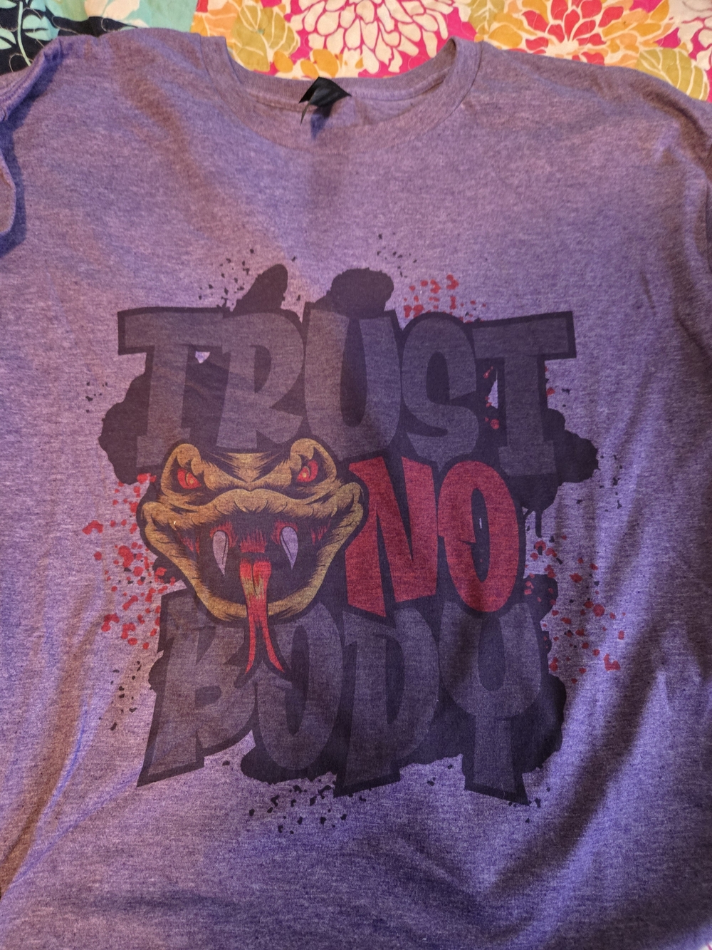 Gildan Purple Graphic Tee - "Trust No Buddy" Snake Design